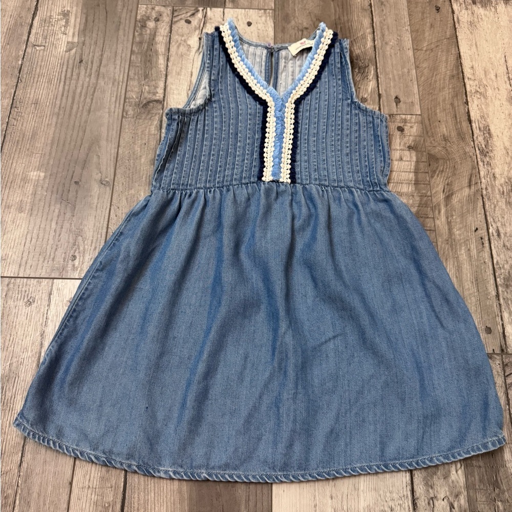 Vineyard Vines Girls pintuck Chambray Dress Blue Small